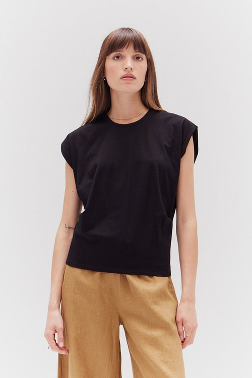 Black Cotton Boxy Tee