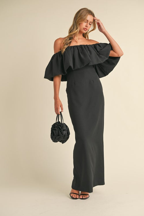 Off The Shoulder Ruffle Gown