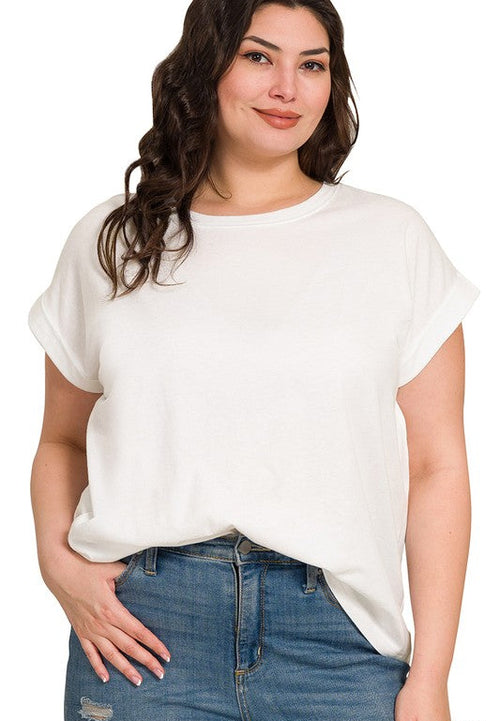 Curvy Cuff Sleeve T-Shirt