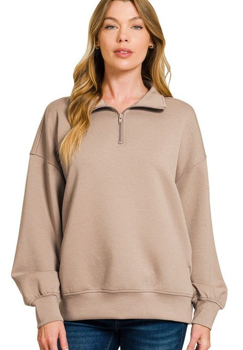 Mocha Half Zip Pullover