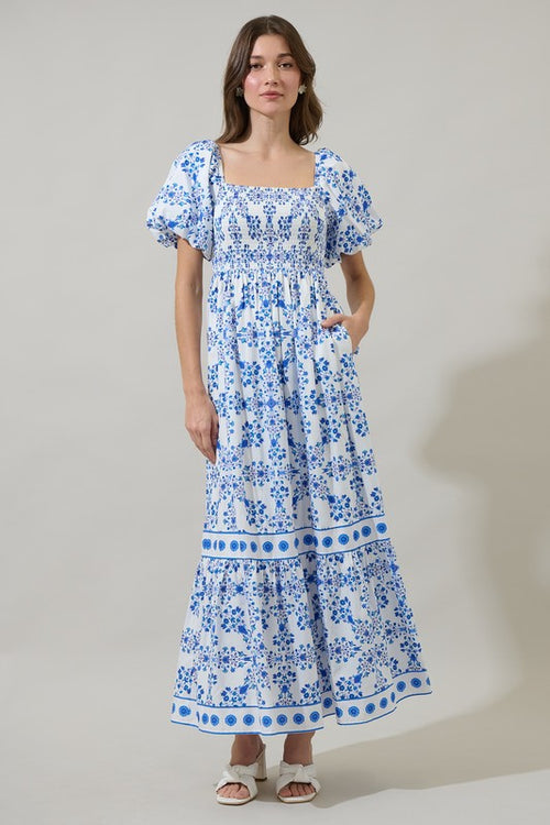 Floral Smocked Midi Dress