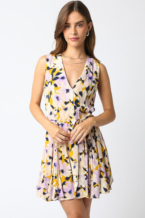 Lavender and Gold Floral Dress