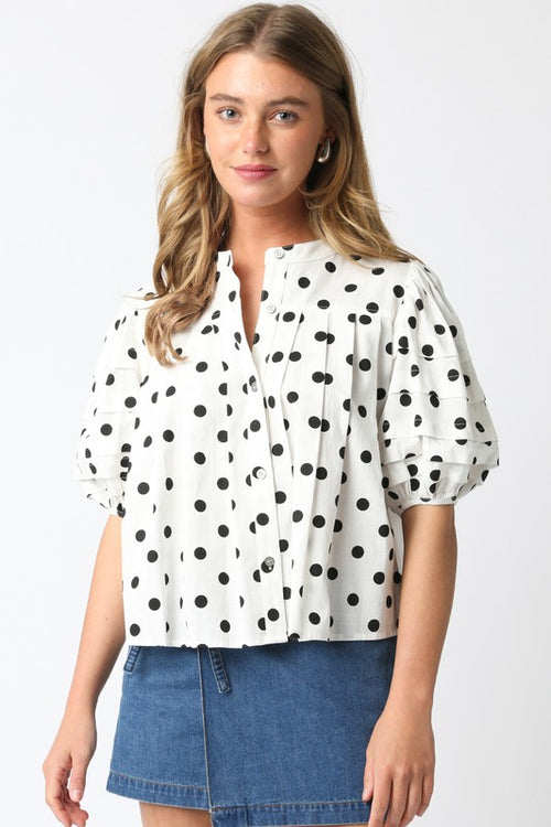 Polka Dot Pleated Top