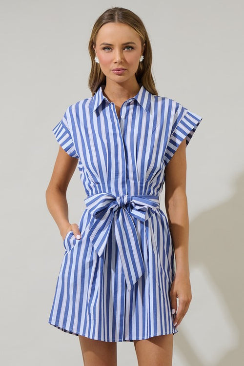 Striped Tie Waist Dress