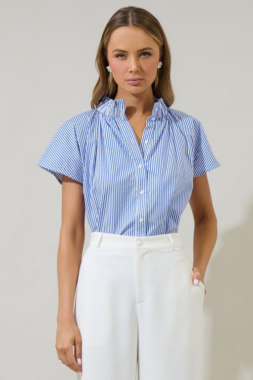 Stripe Button Front Top