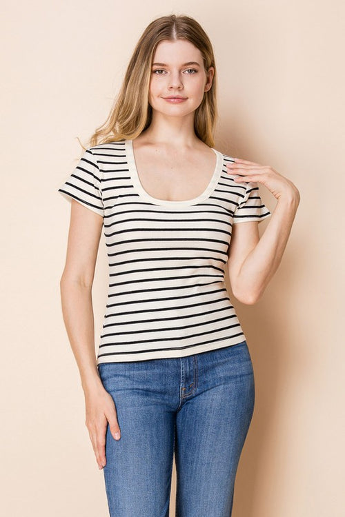 Scoop Neck Stripe Tee
