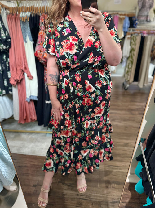 Curvy Floral Midi Dress