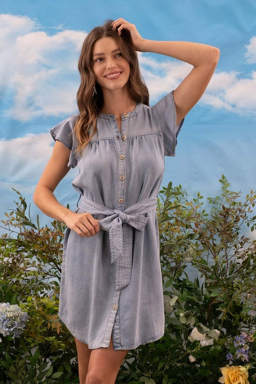 Denim Tie Waist Dress
