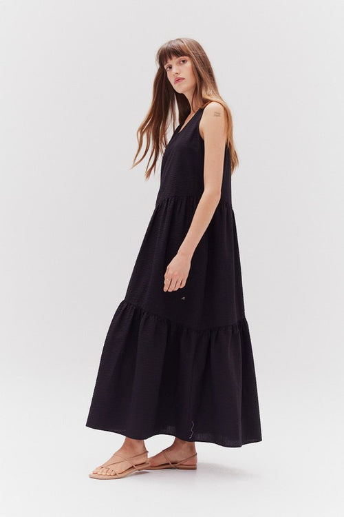 Asymmetric Tiered Midi Dress