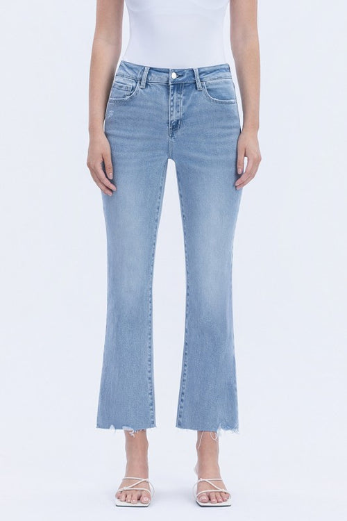 Curvy Light Wash Crop Flare Jeans