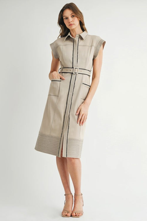 Black Accent Midi Dress