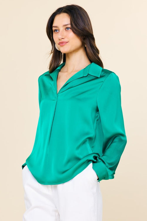 Emerald Satin Blouse