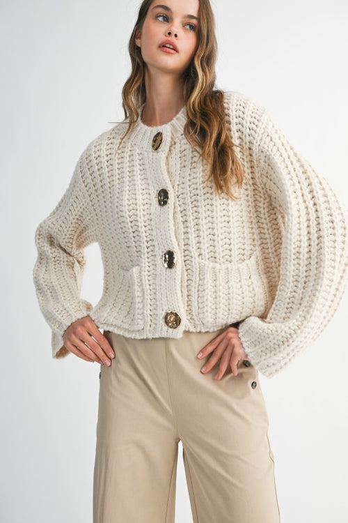 Chunky Knit Gold Button Sweater