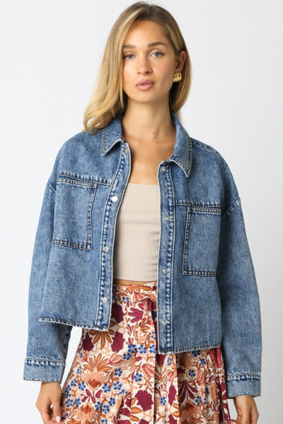 Cropped Denim Shacket