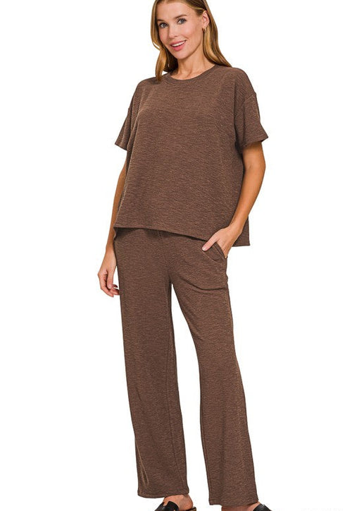 Brown Slub Lounge Set