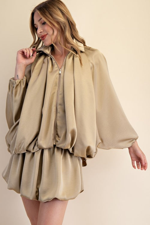 Silky Oversized Zip Jacket