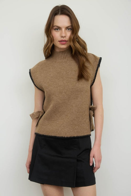 Contrast Stitch Side Tie Top