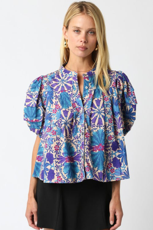 Blue and Purple Floral Top