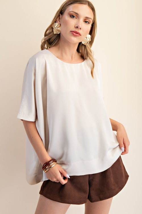 Cream Round Neck Top