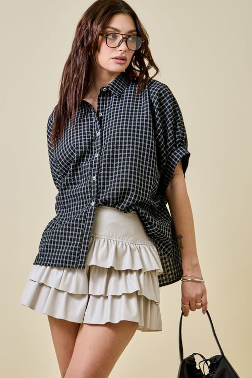 Checkered Button Down Top