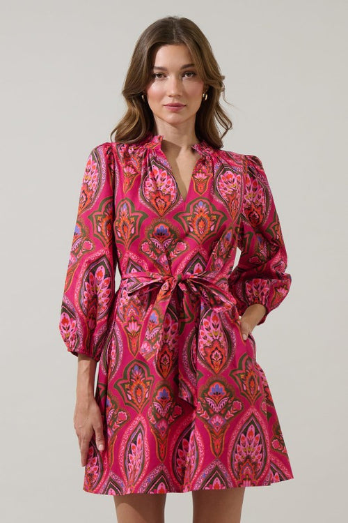 Pink Pattern Poplin Dress