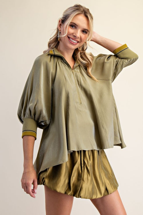 Rib Trim Silky Top