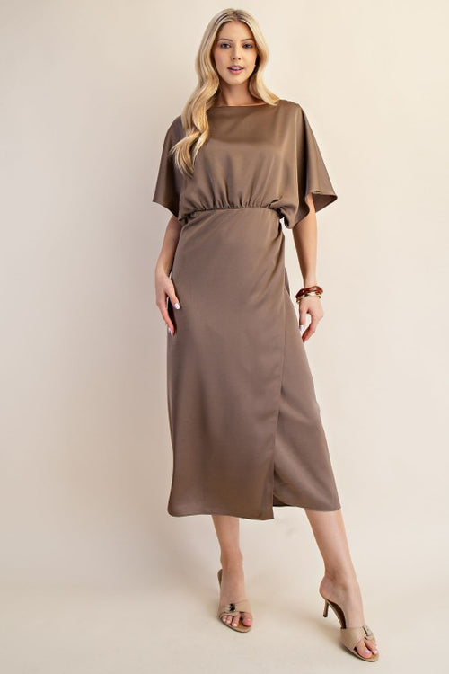 Mocha Silky Midi Dress