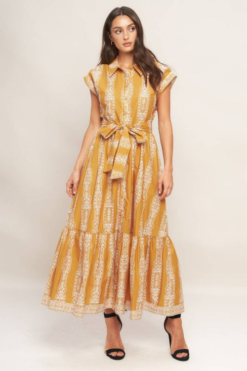 Mustard Pattern Stripe Dress