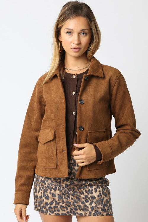 Camel Faux Suede Jacket