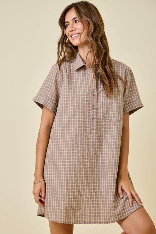 Check Print Shift Dress
