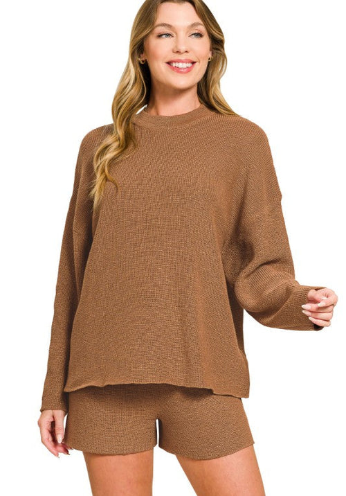 Oversized Knit Shorts Set