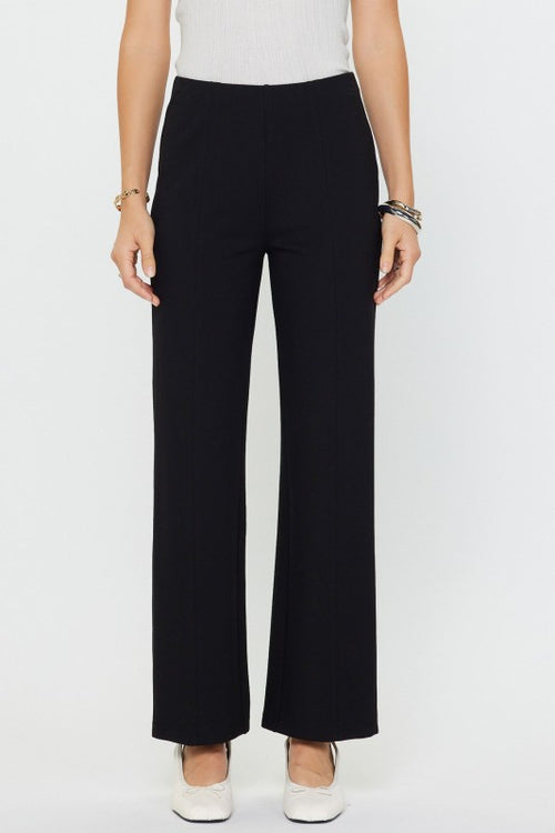 Black Front Seam Straight Pants