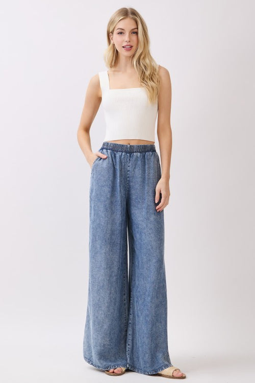 Mineral Wash Wide Leg Pants