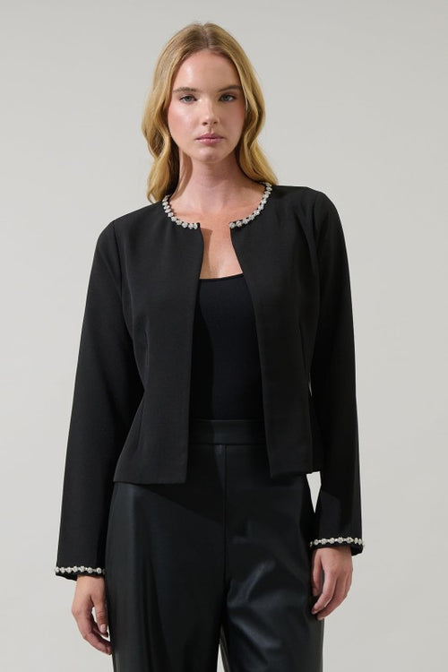 Black Rhinestone Detail Jacket