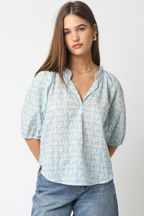 Blue and White Vine Pattern Top