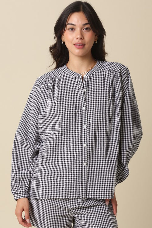 Gingham Button Down Top