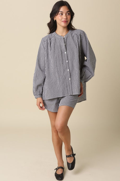 Gingham Elastic Waist Shorts