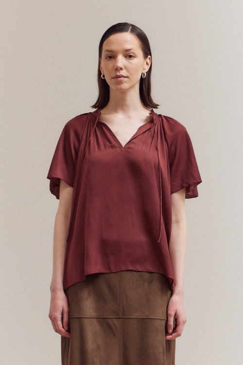 Wine Flutter Sleeve Top