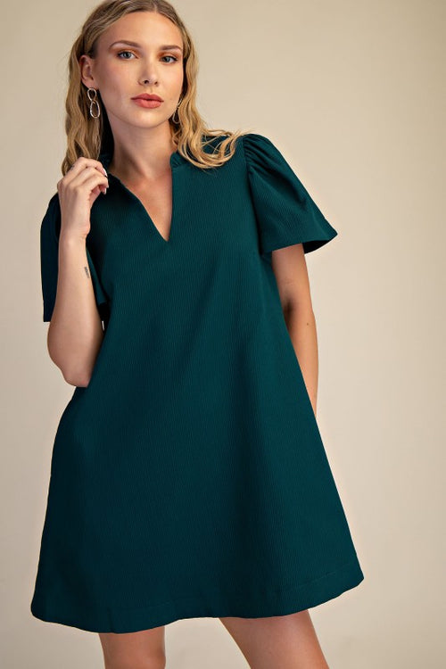 Dark Emerald Ribbed Dress