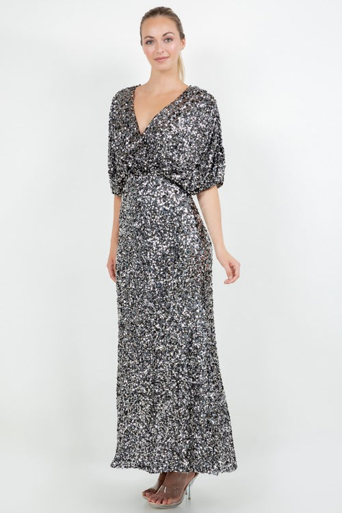 Silver Sequin Gown