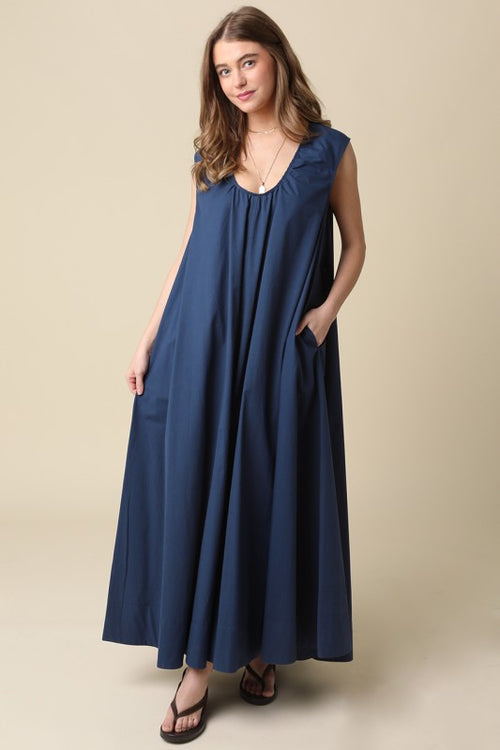 Cotton Scoop Neck Maxi Dress