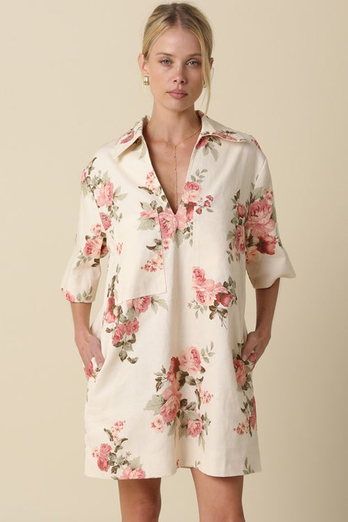 Floral Denim Shirt Dress