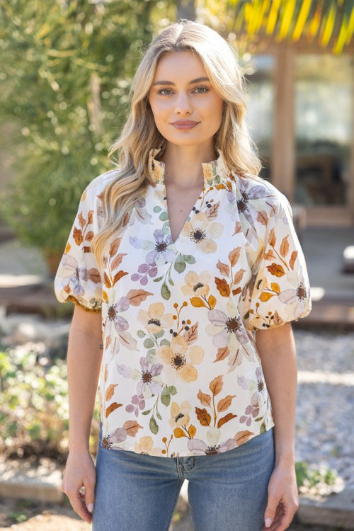Floral Watercolor Print Top
