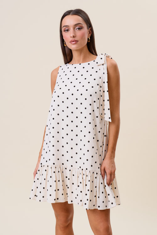 Polka Dot Bow Shoulder Dress