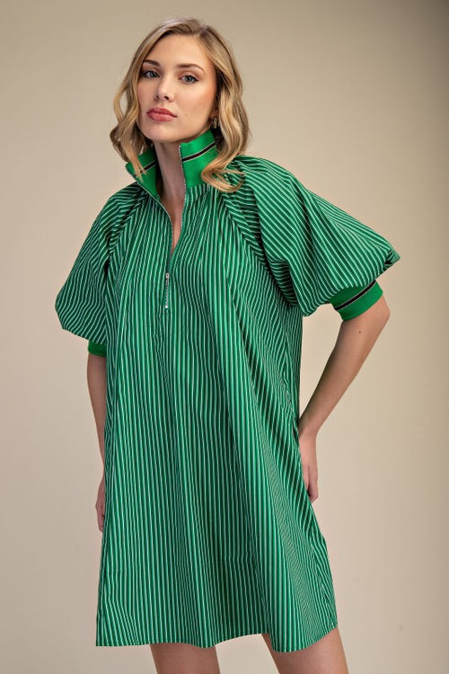 Stripe Contrast Zip Dress