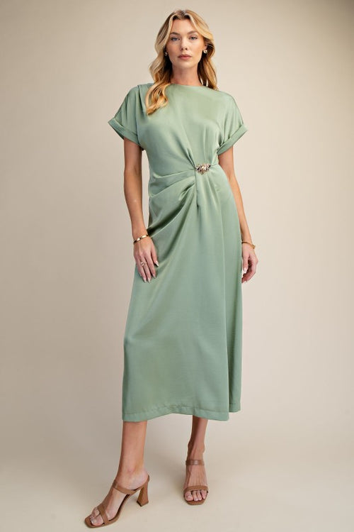 Sage Silky Midi Dress