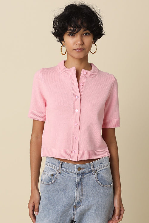 Pink Short Sleeve Cardian