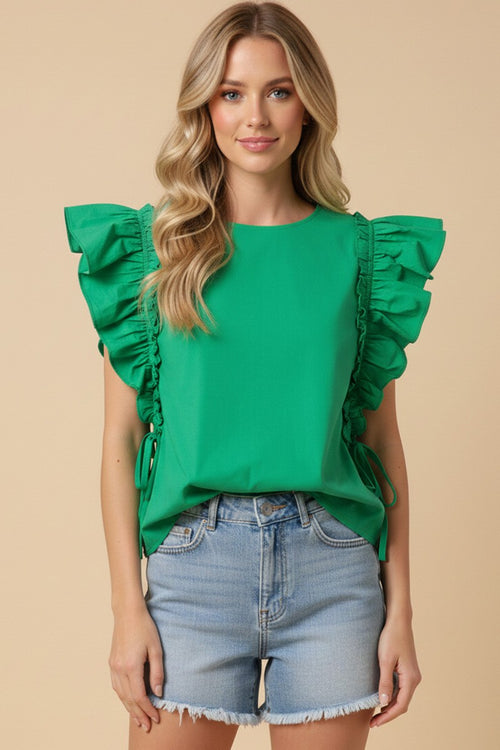 Green Ruffle Top