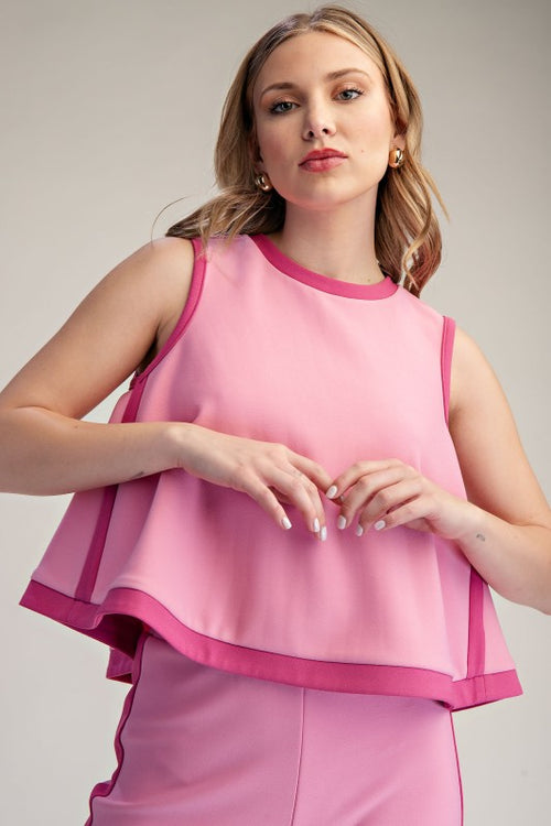 Pink Contrast Seam Top