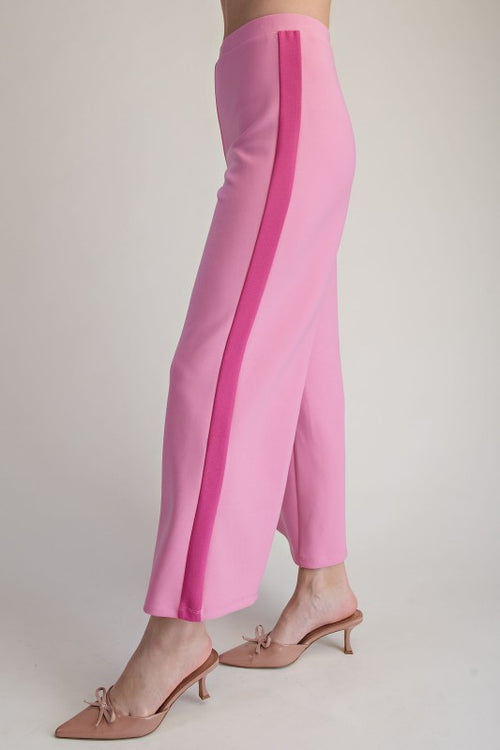 Pink Contrast Seam Pants